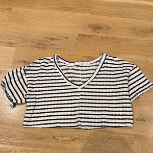 Altar'd State Black and White Striped Crop Top